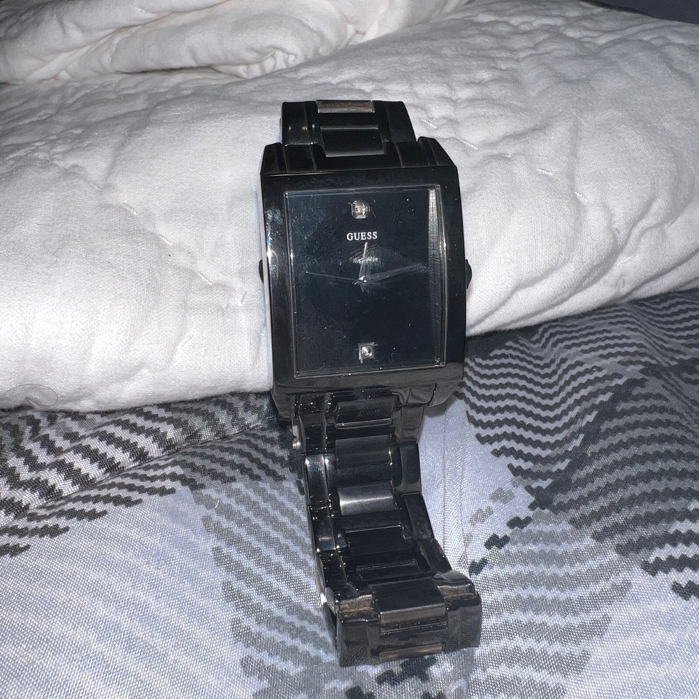 Guess Men's Diamond Accent Black Ion Plated Stainless Steel Bracelet - Picture 6 of 8